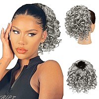 Peacoco Curly Ponytail Extension Drawstring Ponytails For Black Women Synthetic Curly Drawstring Ponytail 6 Inch Ponytail With 2