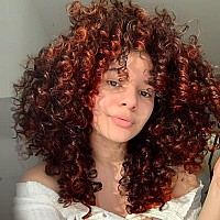 Yeame Curly Wigs For Black Women Curly Afro Wig With Bangs Orange Mixed Brown Synthetic Hair Afro Curly Wigs With 1 Wig Comb A