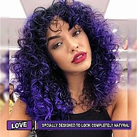 Curly Wigs for Black Women - Curly Afro Wig with Bangs Purple Mixed Blue Synthetic Hair Afro Curly Wigs with 1 Wig Comb and 4pcs Wig Caps