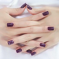 Elevenail Elegant Purple Glossy Press On False Nails Short Squoval Fake Nails Daily Office Salon Manicure Reusable Acrylic Nail