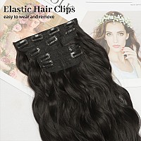 Kookastyle Clip In Synthetic Hair Extensions Long Wavy 4Pcs Thick Hairpieces Brunette Brown Fiber Double Weft Natural Hair Exten