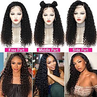 Hermosa 13x4 Lace Front Wigs Human Hair Pre Plucked 10A Deep Wave Frontal Wig with Baby Hair Glueless 180 Density Human Hair Wigs for Women Natural Color 24 Inch