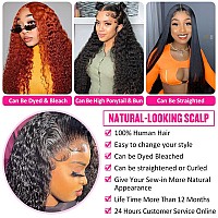 Hermosa 13x4 Lace Front Wigs Human Hair Pre Plucked 10A Deep Wave Frontal Wig with Baby Hair Glueless 180 Density Human Hair Wigs for Women Natural Color 24 Inch