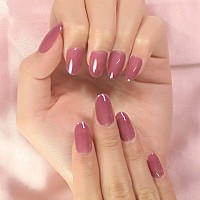 Elevenail Press On Nails Glossy Semitransparent Purple False Nails Medium Length Oval Fake Nail Art Tips Salon Diy Manicure Art