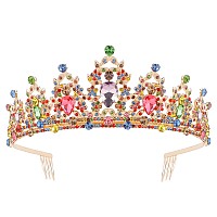 Crowns For Women Kicosy Birthday Tiaras For Girls Multicolor Crystal Comb Headband Elegant Princess Crown Tiara Masquerade Prom