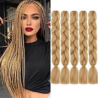 Aidusa Colors Braiding Hair 27 Honey Blonde Braiding Hair 5Pcs Synthetic Afro Braid Hair Extensions 24 Inch Solid Color Braids