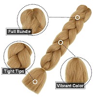 Aidusa Colors Braiding Hair 27 Honey Blonde Braiding Hair 5Pcs Synthetic Afro Braid Hair Extensions 24 Inch Solid Color Braids