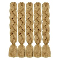 Aidusa Colors Braiding Hair 27 Honey Blonde Braiding Hair 5Pcs Synthetic Afro Braid Hair Extensions 24 Inch Solid Color Braids