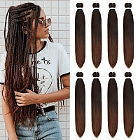 8 Pack Ombre Braiding Hair Pre Stretched 30 100Gpack Premium Kanekalon Pre Stretched Braiding Hair Extensions Professional