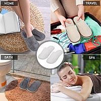 Tarpop 12 Pairs Disposable Slippers for Guests Bulk House Slippers Spa Slippers Fluffy Coral Fleece Indoor Hotel Slippers for Women Men Shoeless Home Hotel Bedroom Travel, 3 Colors