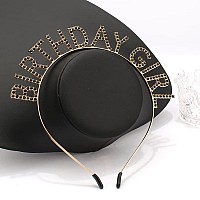 Aoprie Rhinestone Hairband Birthday Tiara For Women Girls Happy Birthday Princess Crown Gold Black