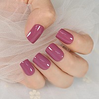 Elevenail Daily Glossy Deep Purple Pink Red Press On False Nails Short Square Fake Fingernails Salon Diy Reusable Acrylic Nail A