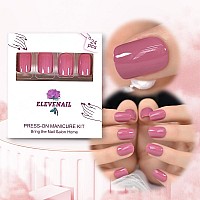 Elevenail Daily Glossy Deep Purple Pink Red Press On False Nails Short Square Fake Fingernails Salon Diy Reusable Acrylic Nail A