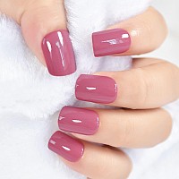 Elevenail Daily Glossy Deep Purple Pink Red Press On False Nails Short Square Fake Fingernails Salon Diy Reusable Acrylic Nail A