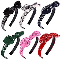 Jaciya Bow Bandana Headbands For Women Non Slip Fashion Knotted Thin Headband With Bow Cute Top Knot Hair Bands Girls Bunny Ears