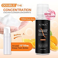 Actrol Eyelash Cleanser Concentrate 100Ml Tangerine Professional Lash Shampoo Foaming Cleanser Paraben Sulfate Free Nonlrrita