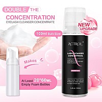 Actrol Eyelash Cleanser Concentrate 100Ml Bubble Gum Professional Lash Shampoo Foaming Cleanser Lash Wash Concentrate For Extens