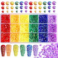 Fulztey Flatback Resin Rhinestones 19200Pcs Crystal Rhinestones Nail Gem Stones 6 Color Jelly Nails Rhinestones For Diy Crafts C