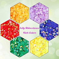 Fulztey Flatback Resin Rhinestones 19200Pcs Crystal Rhinestones Nail Gem Stones 6 Color Jelly Nails Rhinestones For Diy Crafts C