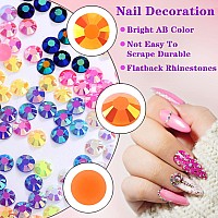 Fulztey Flatback Resin Rhinestones 19200Pcs Crystal Rhinestones Nail Gem Stones 6 Color Jelly Nails Rhinestones For Diy Crafts C