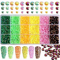 Fulztey 19200 Pcs Resin Ab Rhinestones Flatback Mixed Size Flatback Round Gems Rhinestone Kit 6 Color Rhinestones Bulk For Diy C