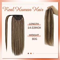 Ve Sunny Ponytail Extension Human Hair Invisible Ponytail Extension Real Human Hair Dark Brown Highlights Platinum Blonde Real H