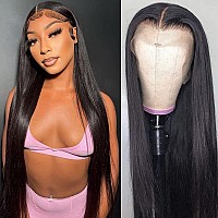 serwell 30 Inch 13x4 HD Lace Front Wigs Human Hair Pre Plucked Straight Lace Front Wigs For Black Women Human Hair 180% Density Glueless Transparent Frontal Wigs Human Hair Bleached Knots