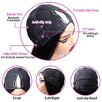 Amznlady V Part Wigs Straight Brazilian Virgin Human Hair Wigs For Black Women Upgrade U Part Wigs Glueless Full Head Clip In Ha