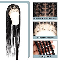 Fecihor Criss Cross Knotless Braided Wigs With Baby Hair 36 Cornrow Lace Front Braids Wigs For Women Full Double Lace Black Br