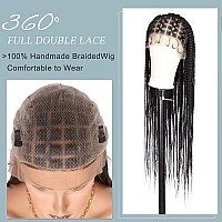 Fecihor Criss Cross Knotless Braided Wigs With Baby Hair 36 Cornrow Lace Front Braids Wigs For Women Full Double Lace Black Br