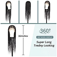 Fecihor Criss Cross Knotless Braided Wigs With Baby Hair 36 Cornrow Lace Front Braids Wigs For Women Full Double Lace Black Br