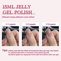 Venalisa 15Ml Jelly Pink Gel Nail Polish Neutral Jelly Nude Pink Gel Polish Sheer Pink Translucent Color Soak Off Uv Led Nail G