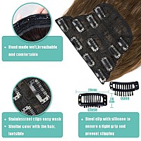 Kookastyle Clip In Synthetic Hair Extensions Long Wavy 4Pcs Thick Hairpieces Chestnut Brown Fiber Double Weft Natural Hair Exten