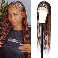 Fecihor Criss Cross Knotless Braided Wigs With Baby Hair 36 Cornrow Lace Front Braids Wigs For Women Full Double Lace Mix Blac