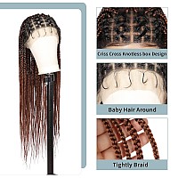 Fecihor Criss Cross Knotless Braided Wigs With Baby Hair 36 Cornrow Lace Front Braids Wigs For Women Full Double Lace Mix Blac