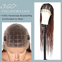 Fecihor Criss Cross Knotless Braided Wigs With Baby Hair 36 Cornrow Lace Front Braids Wigs For Women Full Double Lace Mix Blac