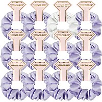 Hasoar New Smooth Linen Satin Bridesmaid Scrunchies 12 Pack Proposal Gifts Elastics Hair Ties Scrunchies Bachelorette Party Favo