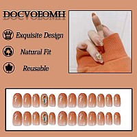 Docvoeomh Orange Gradient Fake Nails Medium Almond Press On Nails Glue On Acrylic False Nail Stick On Nails For Women24Pcs