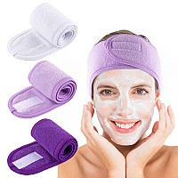 Whaline Spa Facial Headband Make Up Wrap Head Terry Cloth Headband Adjustable Towel Band For Face Washing Shower Facial Cover 3