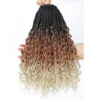 14Inch Crochet Box Braids Hair -8 Packs Goddess Box Braids Crochet Hair Bohemian Curly Crochet Hair Pre-looped Crochet Hair for Black Wome (1b/30/613)