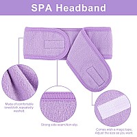 Whaline Spa Facial Headband 4 Packs Head Wrap Terry Cloth Headband Adjustable Stretch Towel For Bath Makeup And Sport Light Pu