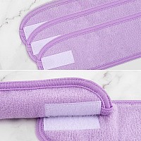 Whaline Spa Facial Headband 4 Packs Head Wrap Terry Cloth Headband Adjustable Stretch Towel For Bath Makeup And Sport Light Pu