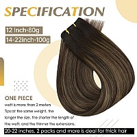 Full Shine Balayage Weft Hair Extensions Human Hair 20 Inch Sew In Extensions Color 2 Dark Brown Fading To 6 Brown Highlight 2 H