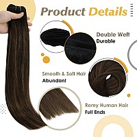 Full Shine Balayage Weft Hair Extensions Human Hair 14 Inch Sew In Hair Extensions Real Human Hair Color 2 Dark Brown Fading To