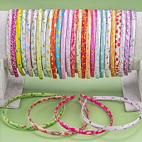 Duufin 30 Pieces Girls Headbands Satin Headbands 1cm Floral Headband DIY Craft Headbands Colorful Satin Covered Headband Cute Headbands for Girls and Women