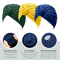 Satinior 8 Pieces Women African Turban Flower Knot Headwrap Pre Tied Bonnet Beanie Cap Headwrap Hair Loss Wrap Headband Tiebrig