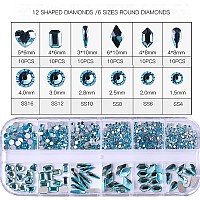 Belicey Nail Art Rhinestones Gold Blue Flatback Round Rhinestones Charms Nail Gem Stones With K9 Bling Glass Crystals Diamonds J