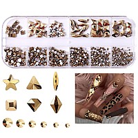 Belicey Nail Art Rhinestones Gold Black Flatback Round Rhinestones Charms Nail Gem Stones With K9 Bling Glass Crystals Diamonds