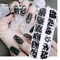 Belicey Nail Art Rhinestones Gold Black Flatback Round Rhinestones Charms Nail Gem Stones With K9 Bling Glass Crystals Diamonds