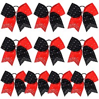 Deeka 10 Pcs Rhinestones Two Toned Large Cheer Hair Bows 7 Glitter Cheer Ponytail Holder Handmade For Teen Girls Softball Cheer